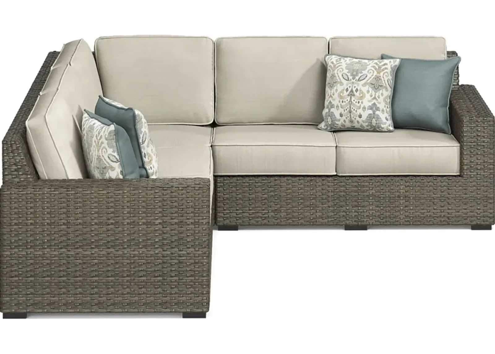 Rialto Brown 3 Pc Outdoor Sectional with Putty Cushions