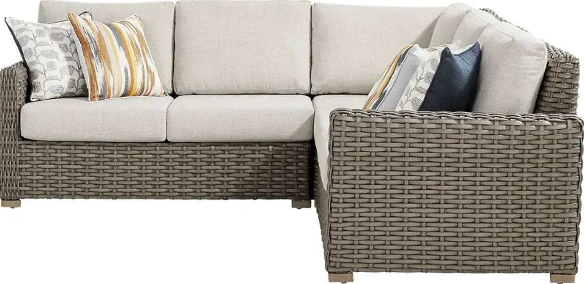 Siesta Key Driftwood 3 Pc Outdoor Sectional with Desert Cushions