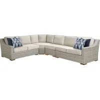 Patmos Gray 4 Pc Outdoor Sectional with Linen Cushions