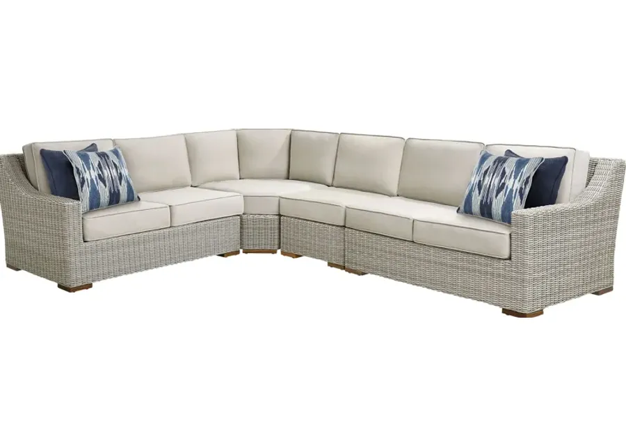 Patmos Gray 4 Pc Outdoor Sectional with Linen Cushions