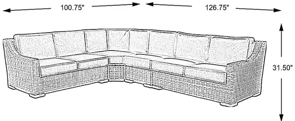 Patmos Gray 4 Pc Outdoor Sectional with Steel Cushions