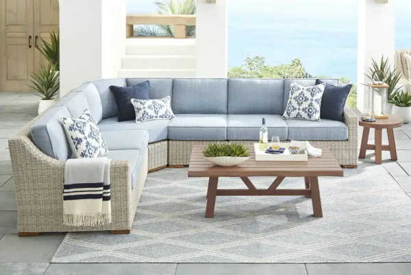 Patmos Gray 4 Pc Outdoor Sectional with Steel Cushions