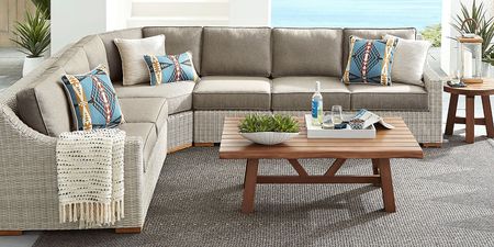 Patmos Gray 4 Pc Outdoor Sectional with Mushroom Cushions