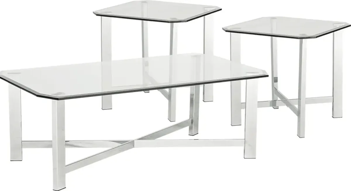 Teagan Chrome 3 Pc Table Set