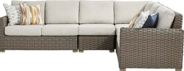 Siesta Key Driftwood 4 Pc Outdoor Sectional with Desert Cushions