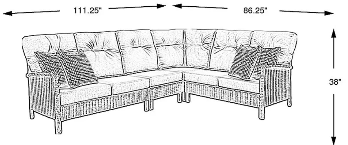 Forest Hills Gray 4 Pc Outdoor Sectional with Beige Cushions