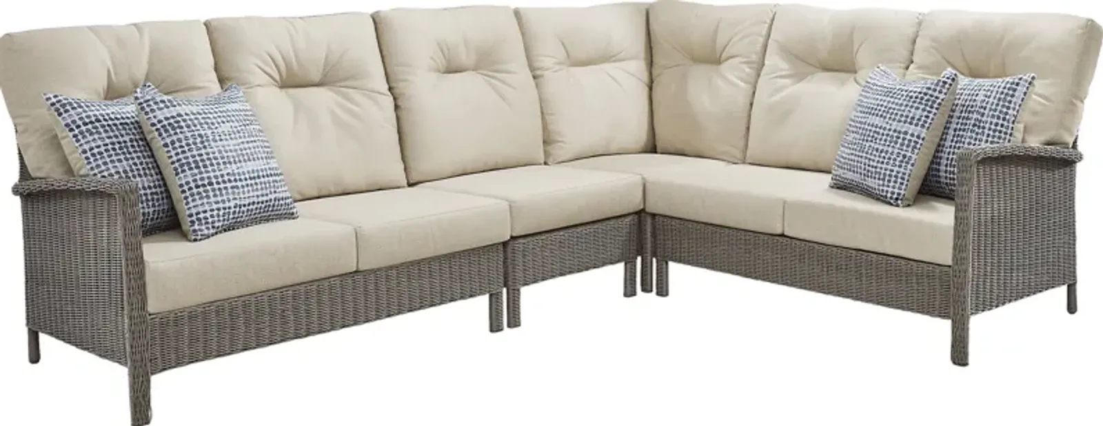 Forest Hills Gray 4 Pc Outdoor Sectional with Beige Cushions