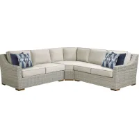 Patmos Gray 3 Pc Outdoor Sectional with Linen Cushions