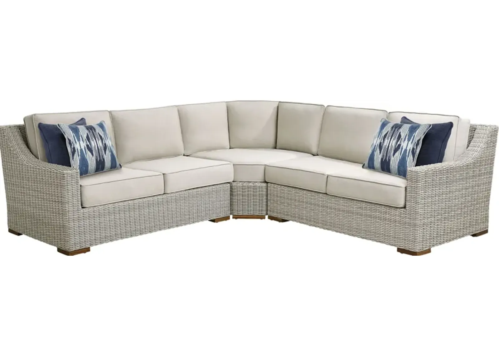 Patmos Gray 3 Pc Outdoor Sectional with Linen Cushions