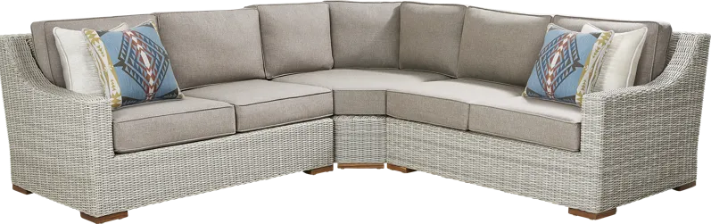 Patmos Gray 3 Pc Outdoor Sectional with Mushroom Cushions