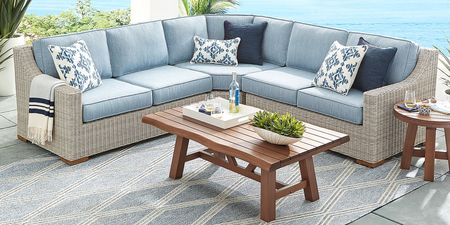 Patmos Gray 3 Pc Outdoor Sectional with Steel Cushions