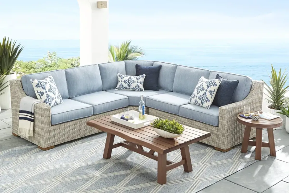 Patmos Gray 3 Pc Outdoor Sectional with Steel Cushions