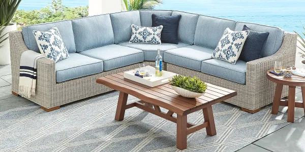 Patmos Gray 3 Pc Outdoor Sectional with Steel Cushions