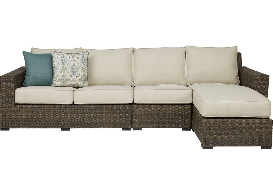 Rialto Brown 3 Pc Outdoor Sectional with Putty Cushions