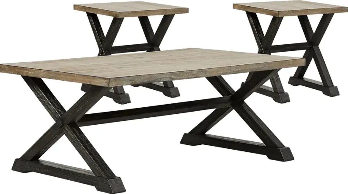 Kalani Black 3 Pc Table Set