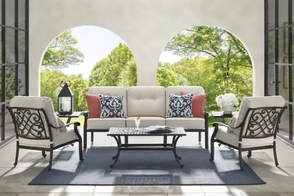 Carina Bronze 4 Pc Outdoor Seating Set with Desert Cushions