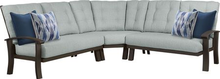 Lake Breeze Aged Bronze 3 Pc Outdoor Sectional with Mist Cushions