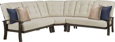 Lake Breeze Aged Bronze 3 Pc Outdoor Sectional with Wren Cushions