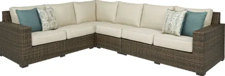 Rialto Brown 4 Pc Outdoor Sectional with Putty Cushions