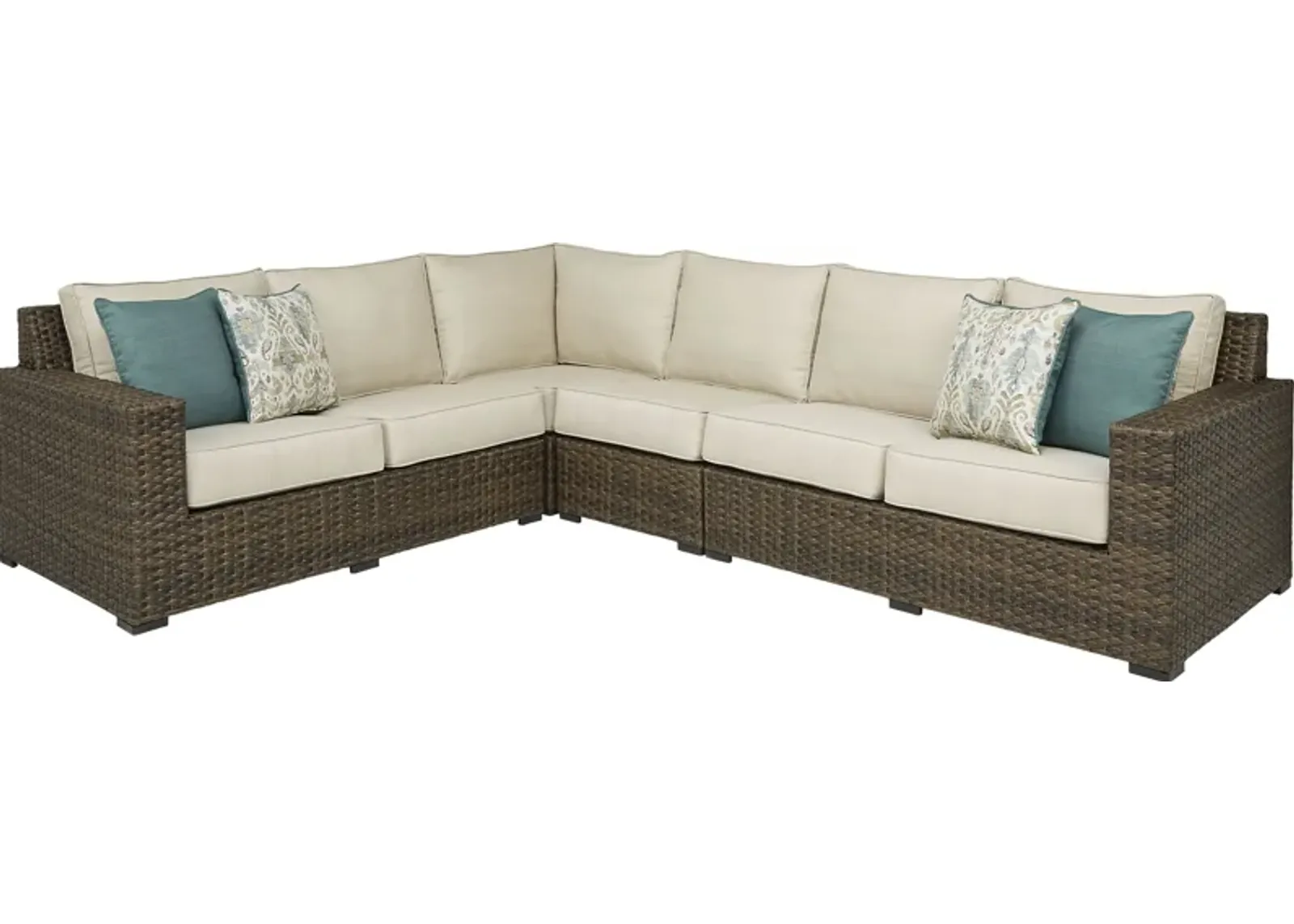 Rialto Brown 4 Pc Outdoor Sectional with Putty Cushions