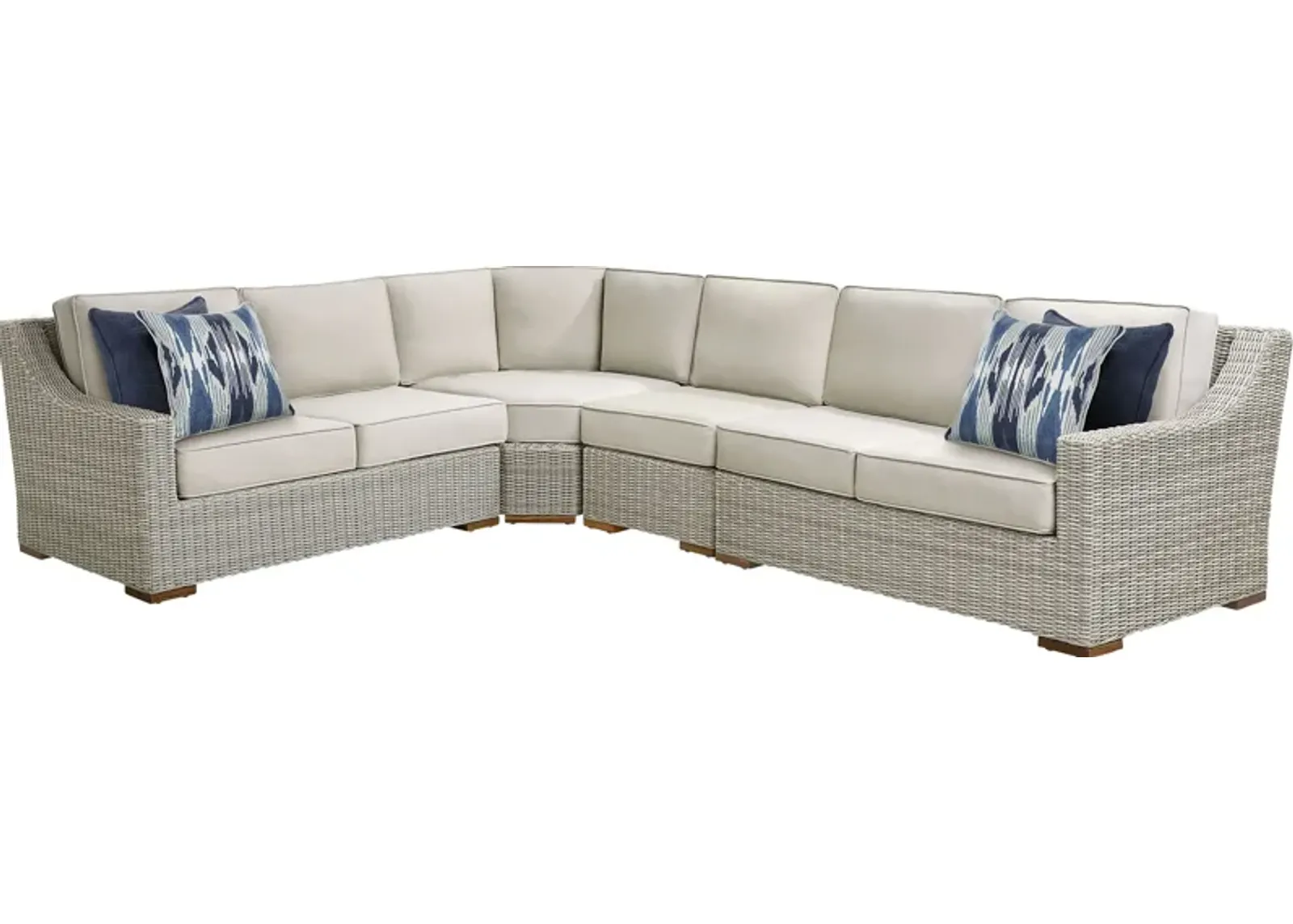 Patmos Gray 4 Pc Outdoor Sectional with Linen Cushions