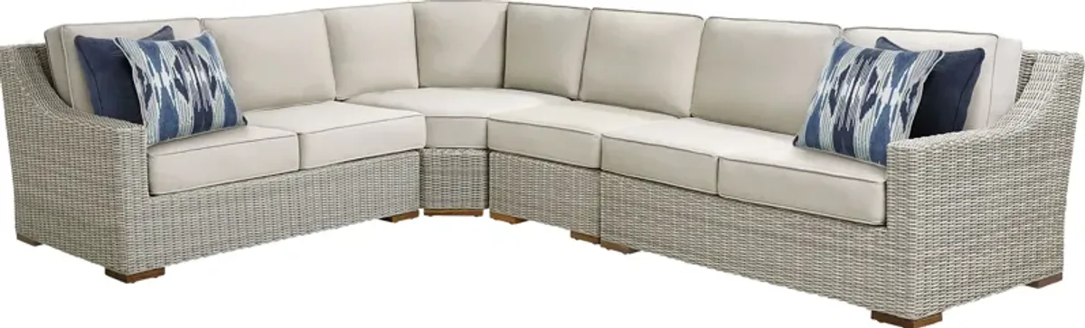 Patmos Gray 4 Pc Outdoor Sectional with Linen Cushions