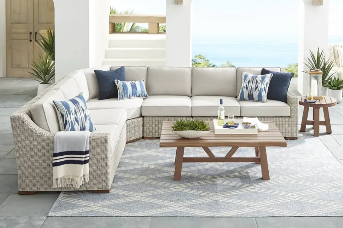 Patmos Gray 4 Pc Outdoor Sectional with Linen Cushions
