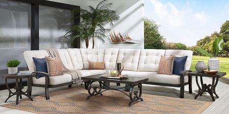 Lake Breeze 4 Pc Outdoor Sectional with Parchment Cushions