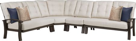 Lake Breeze 4 Pc Outdoor Sectional with Parchment Cushions