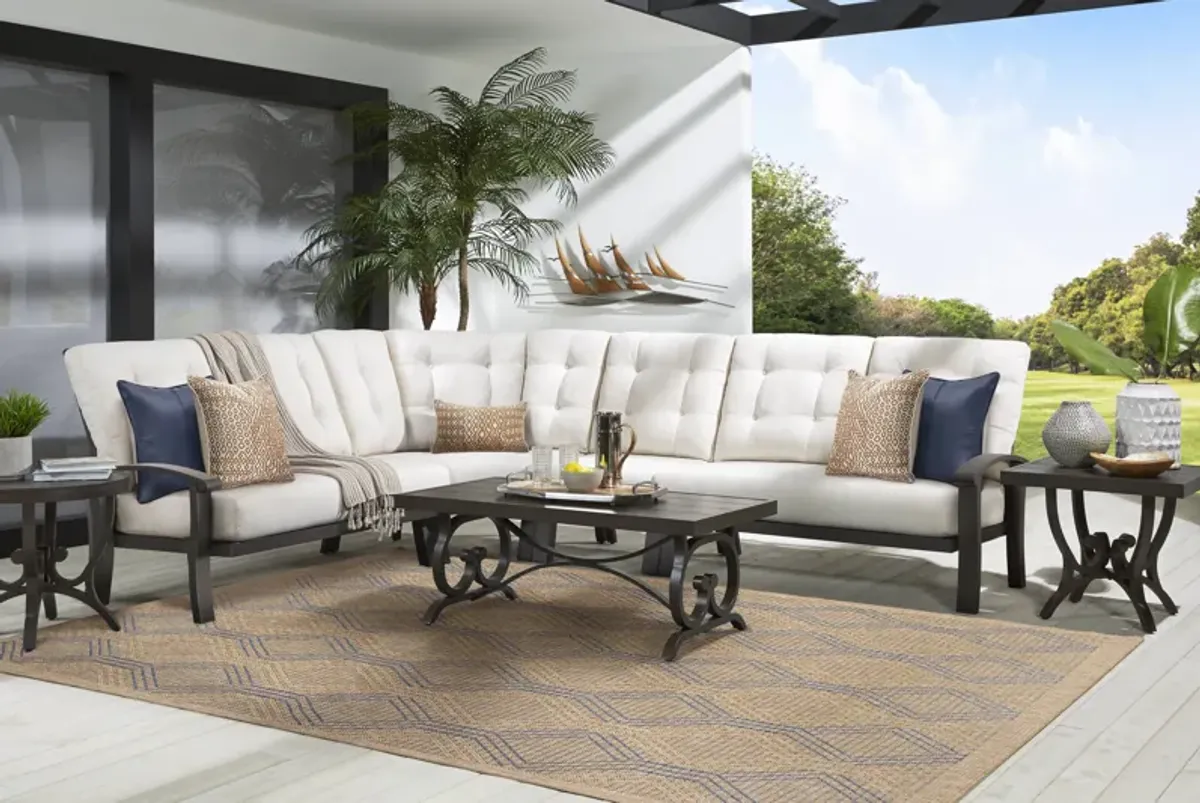 Lake Breeze 4 Pc Outdoor Sectional with Parchment Cushions