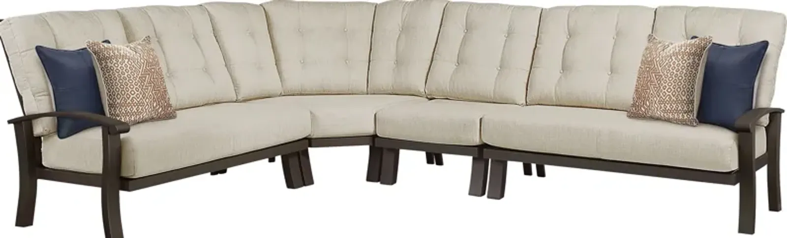 Lake Breeze Aged Bronze 4 Pc Outdoor Sectional with Wren Cushions