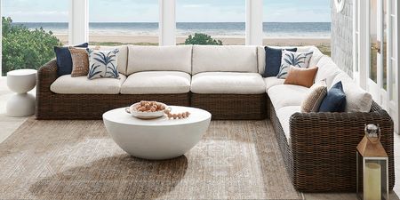 Plume Brown 4 Pc Outdoor Sectional with Ivory Cushions