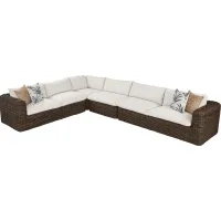 Plume Brown 4 Pc Outdoor Sectional with Ivory Cushions