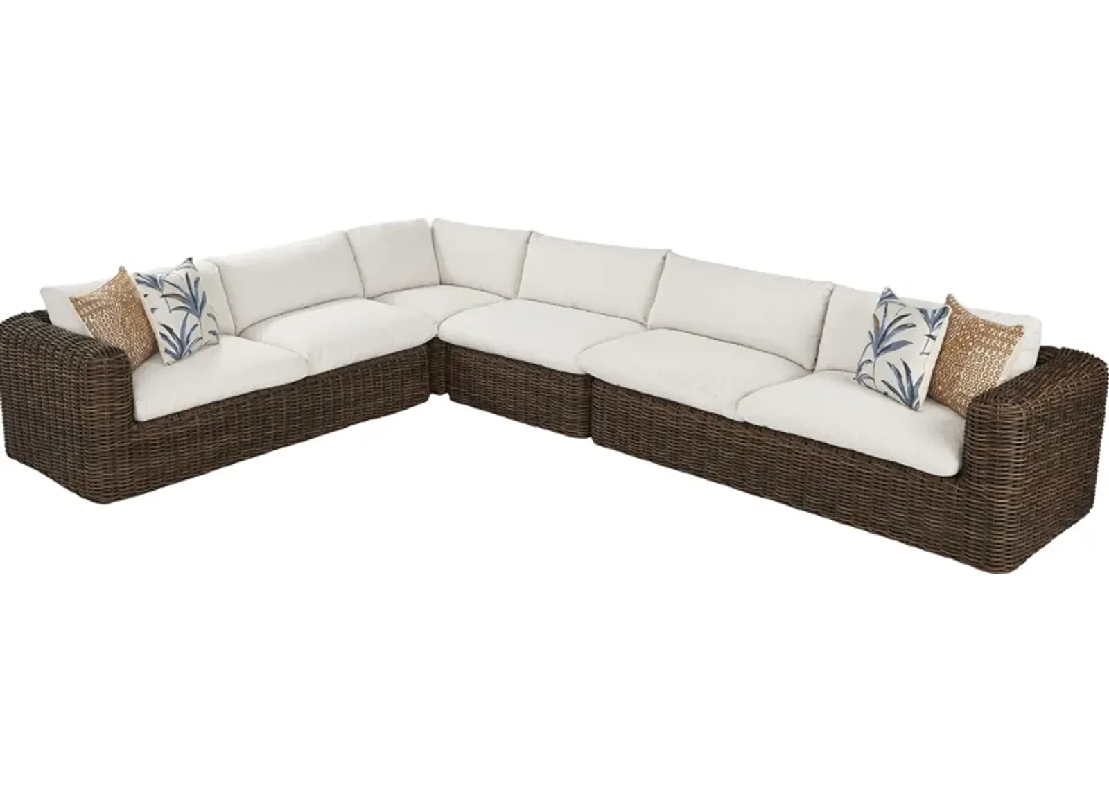 Plume Brown 4 Pc Outdoor Sectional with Ivory Cushions