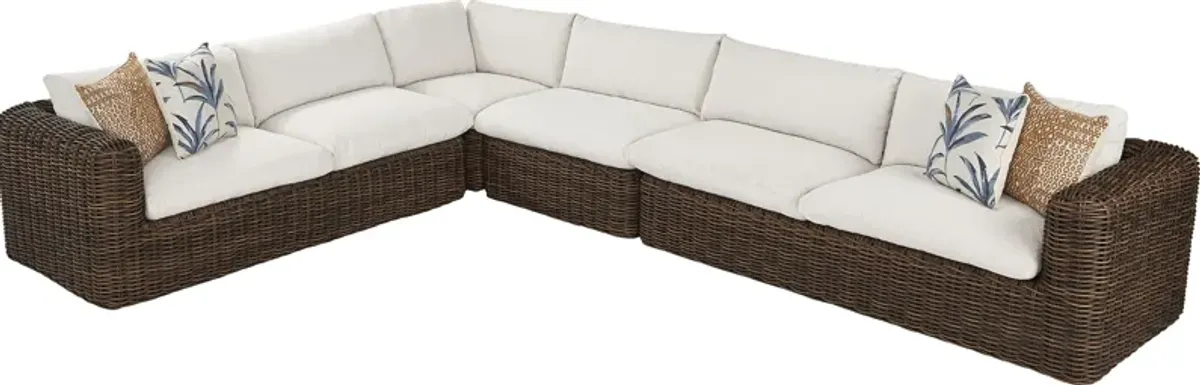 Plume Brown 4 Pc Outdoor Sectional with Ivory Cushions