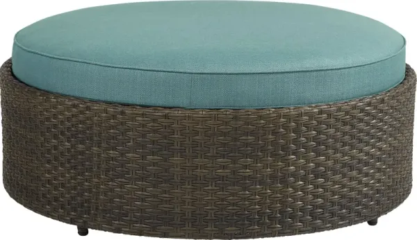 Rialto Brown 5 Pc Curved Outdoor Sectional with Aqua Cushions