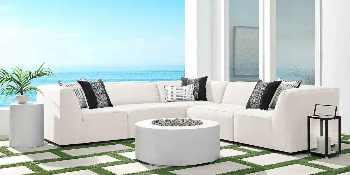 Calay 5 Pc Outdoor Sectional with Vapor Slipcovers