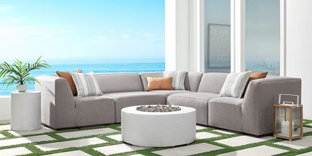 Calay 5 Pc Outdoor Sectional with Ash Slipcovers