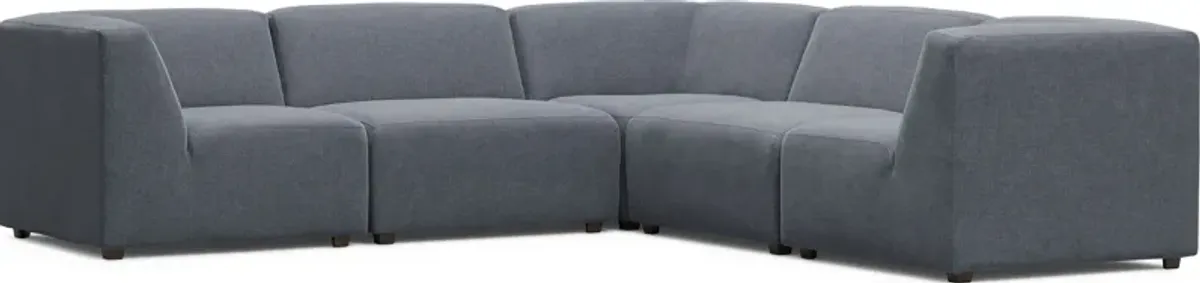 Calay 5 Pc Outdoor Sectional with Denim Slipcovers