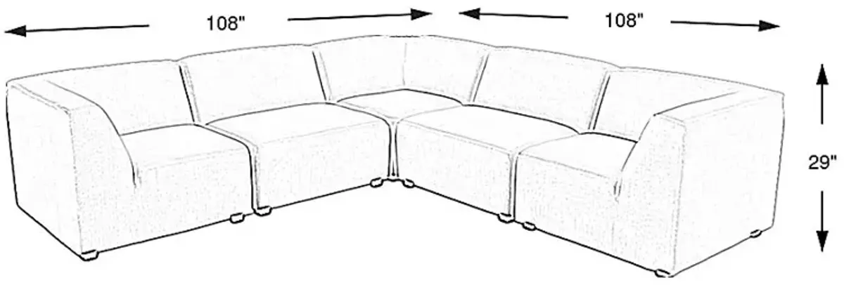 Calay 5 Pc Outdoor Sectional with Persimmon Slipcovers