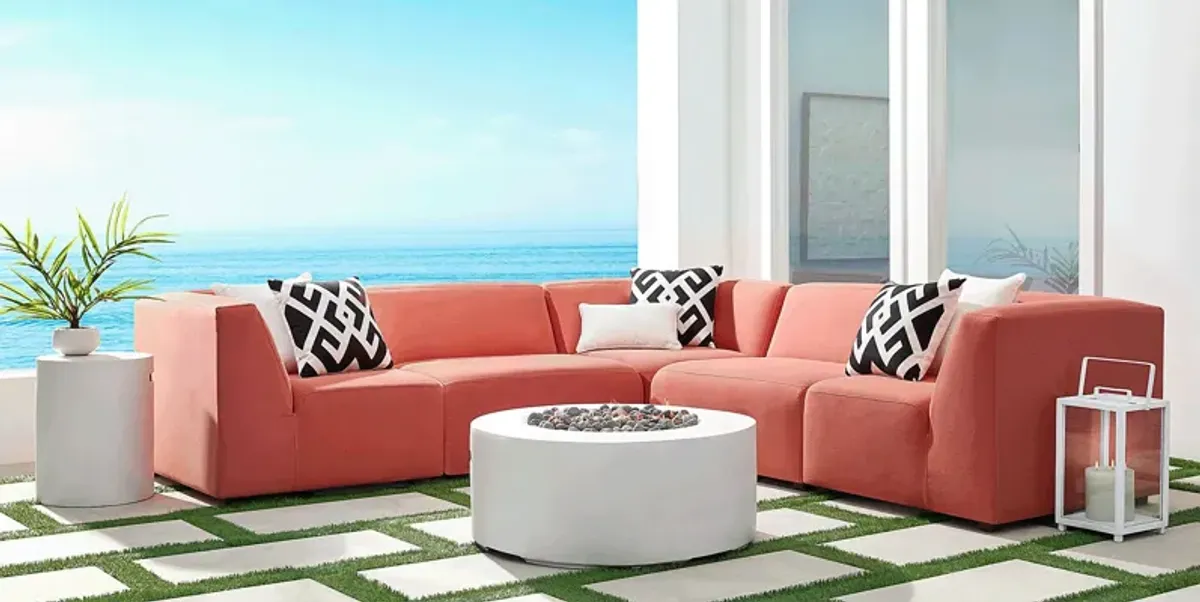 Calay 5 Pc Outdoor Sectional with Persimmon Slipcovers