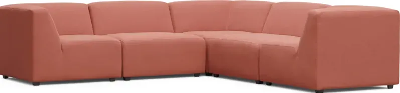 Calay 5 Pc Outdoor Sectional with Persimmon Slipcovers