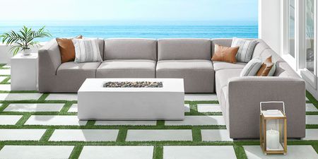 Calay 6 Pc Outdoor Sectional With Ash Slipcovers