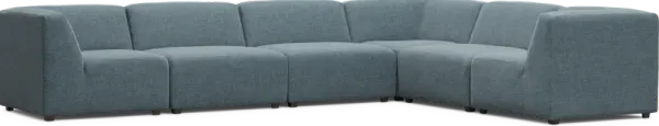 Calay 6 Pc Outdoor Sectional with Teal Slipcovers
