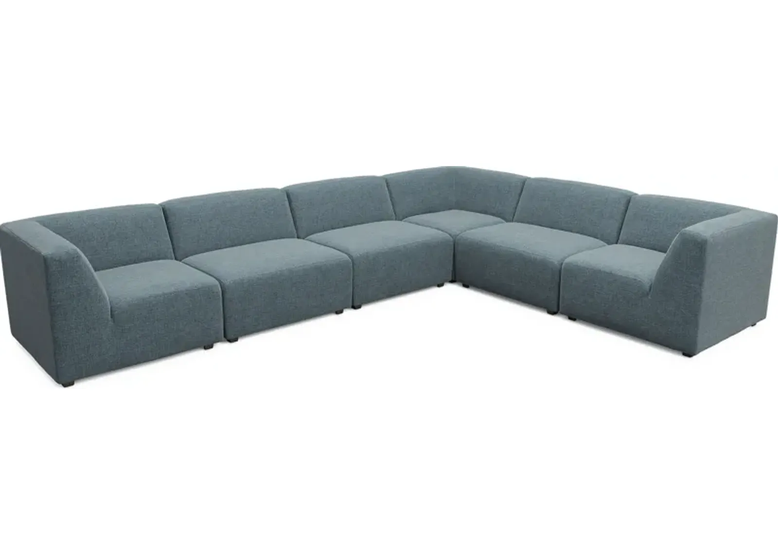 Calay 6 Pc Outdoor Sectional with Teal Slipcovers