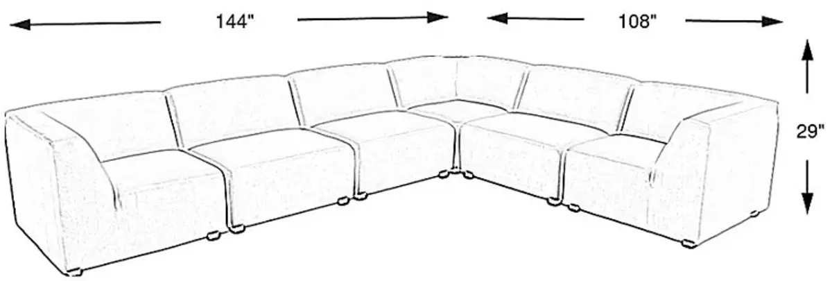 Calay 6 Pc Outdoor Sectional with Persimmon Slipcovers