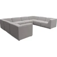 Calay 8 Pc Outdoor Sectional with Ash Slipcovers