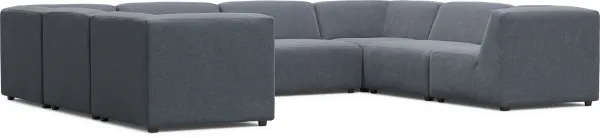 Calay 8 Pc Outdoor Sectional with Denim Slipcovers