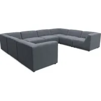 Calay 8 Pc Outdoor Sectional with Denim Slipcovers
