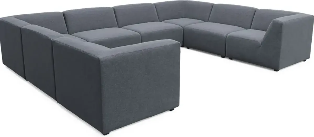 Calay 8 Pc Outdoor Sectional with Denim Slipcovers